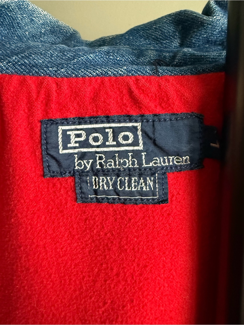 Vintage Polo by Ralph Lauren Denim Jacket with Red Lining - Picture 9 of 12
